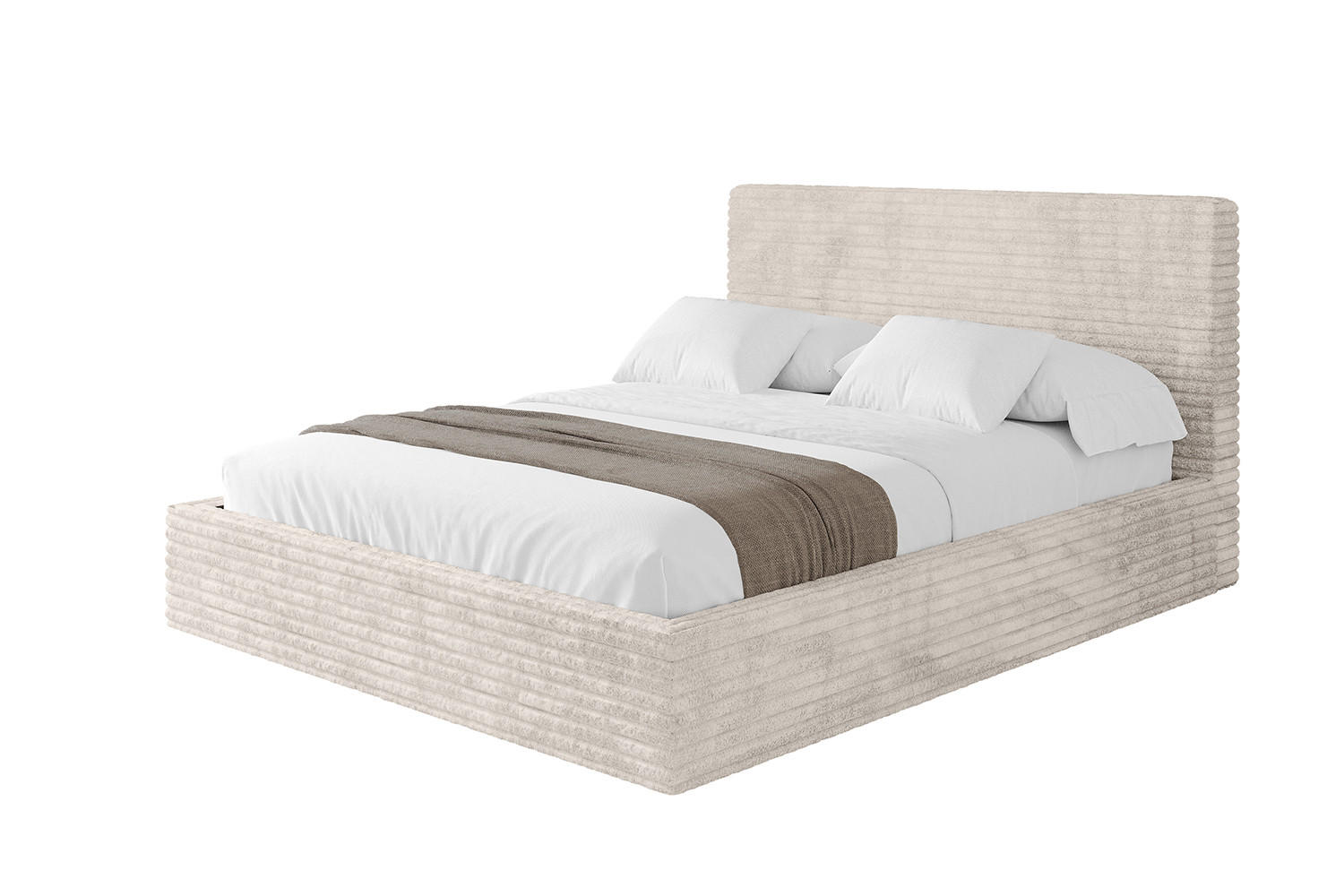 POLSTERBETT mit Bettkasten und Lattenrost, Boxbett ohne Matratze - ALOVA - Creme, Holzwerkstoff/Textil (120/200cm) - ALTDECOR