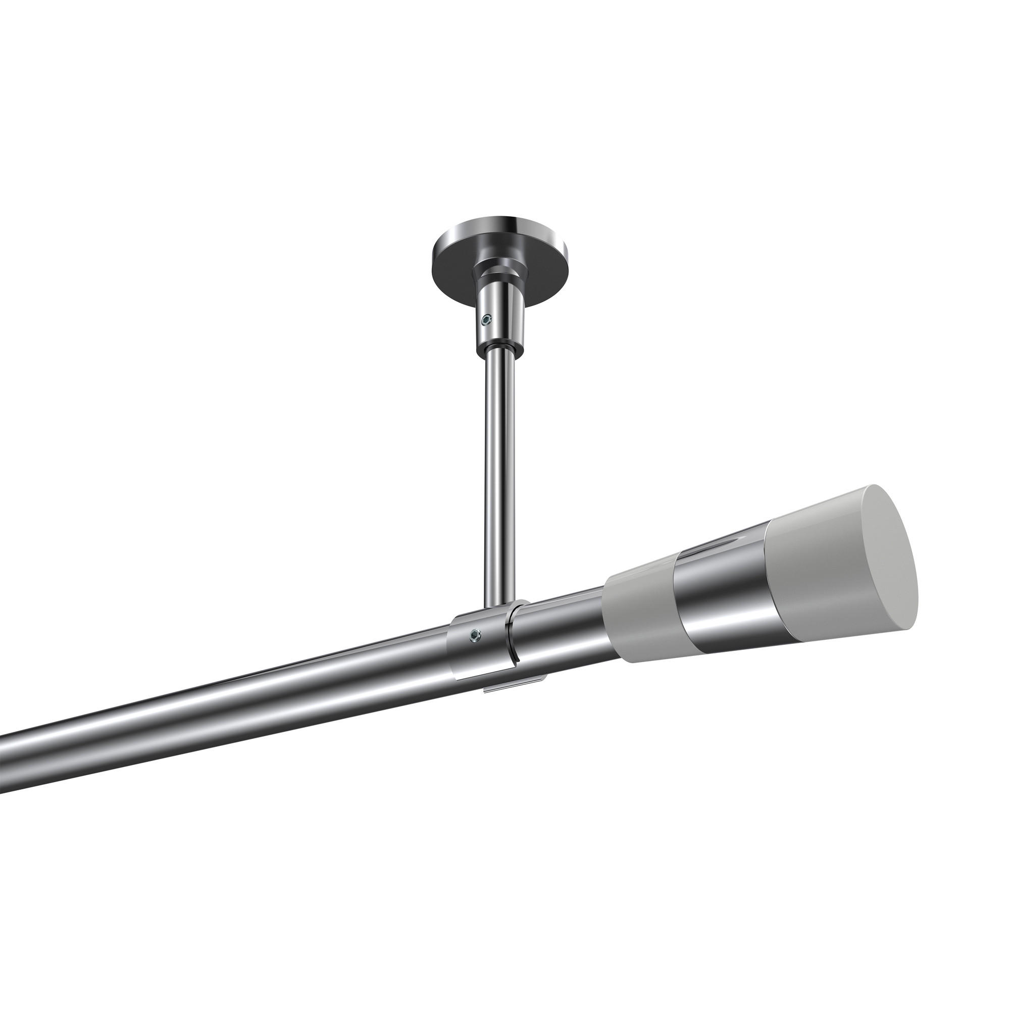 GARDINENSTANGEN-SET Sonette Tanara 100 cm, 1-läufig, 20 mm Ø Chrom - Chromfarben/Weiß, Metall (100cm) - INTERDECO