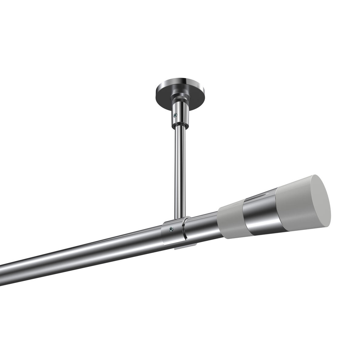 GARDINENSTANGEN-SET Sonette Tanara 140 cm, 1-läufig, 20 mm Ø Chrom - Chromfarben/Weiß, Metall (140cm) - INTERDECO