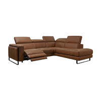 ECKSOFA Marchesi Echtleder mit 1 x Relaxfunktion Cognacbraun - Cognac, Leder/Metall (257/80/220cm)