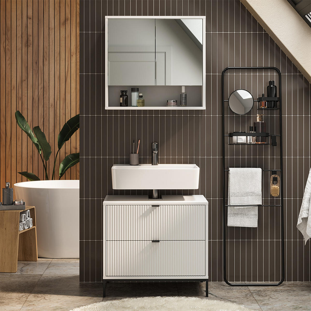 BADMÖBEL-SET Eliza Weiß 2 Teile - Weiß, Holzwerkstoff (70/63/45.1cm) - Vicco