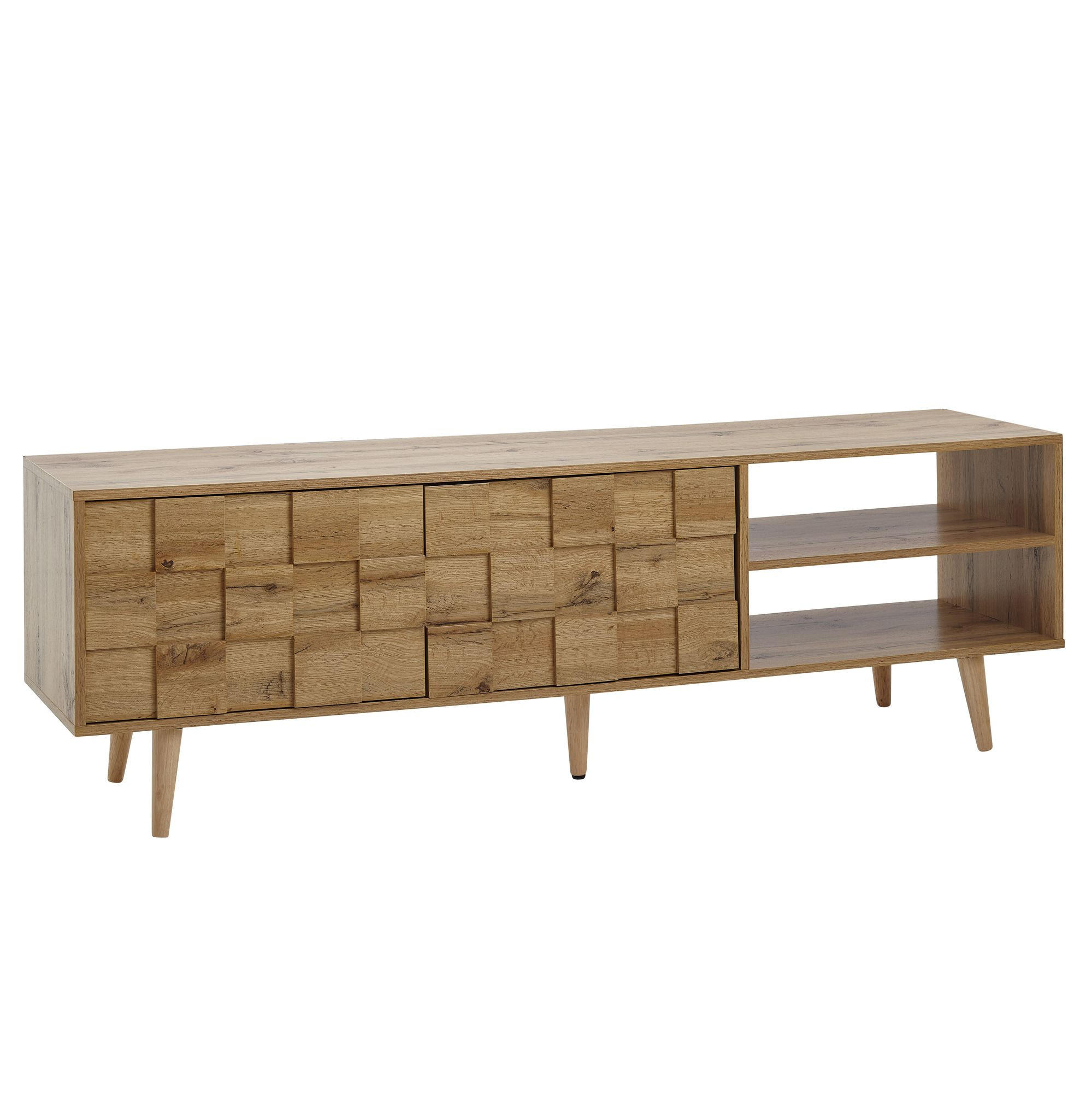 LOWBOARD Eiche-Dekor Modern Stil für 70-Zoll Fernseher - Braun, Eichenholz/Holz (160/51/40cm) - KADIMA DESIGN