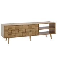 LOWBOARD Eiche-Dekor Modern Stil für 70-Zoll Fernseher - Braun, Eichenholz/Holz (160/51/40cm) - KADIMA DESIGN