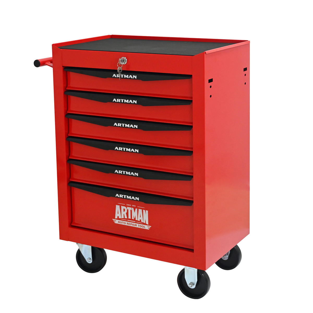 KOMBINATIONS-WERKZEUGKASTEN – 6 Schubladen, 508 mm (20 Zoll), mit 6 Schubladen, Farbgebung in Rot und Schwarz. - Multicolor, Metall (33/77.5/60cm) - DCA