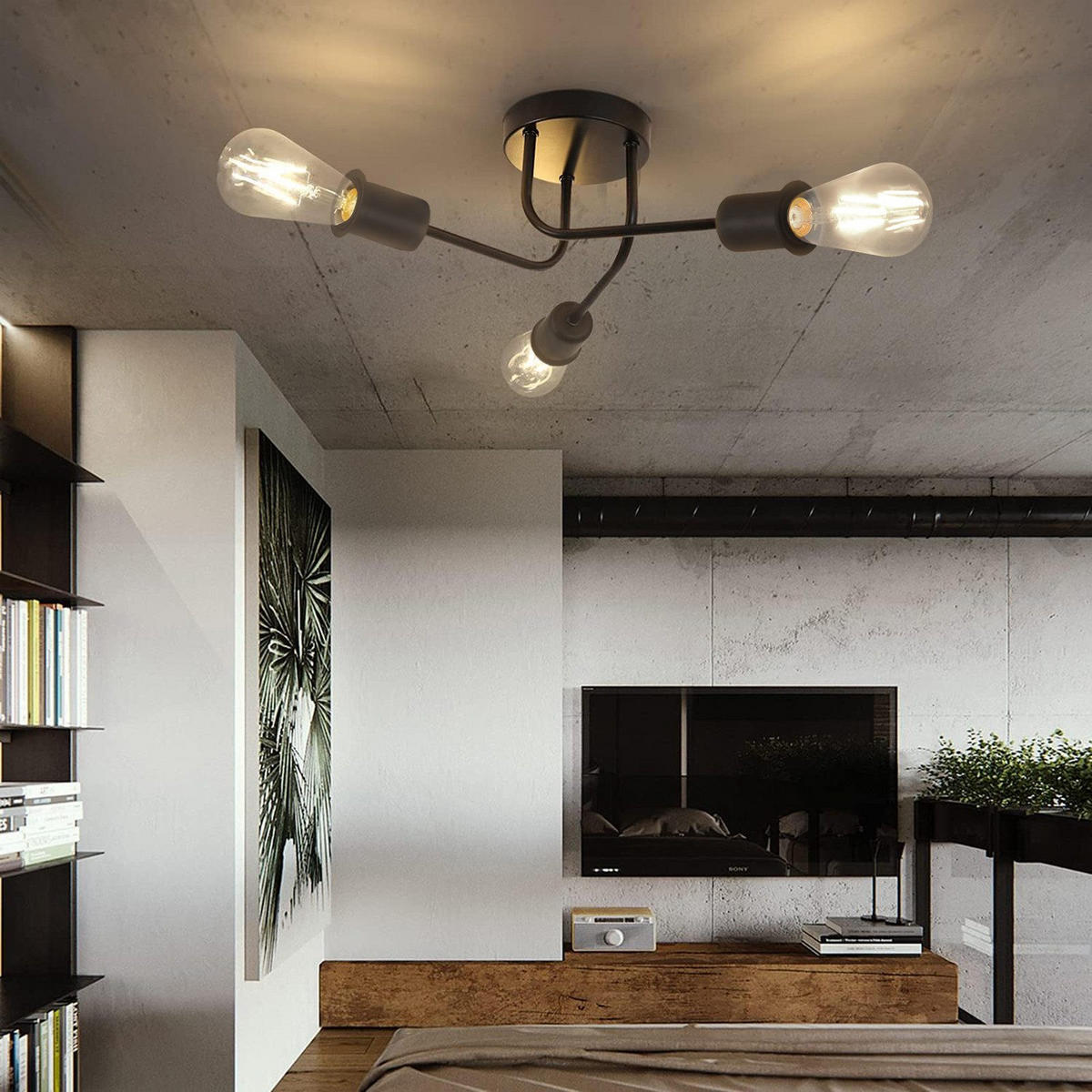 DECKENLEUCHTE Mandell 33.5/33.5/14.5 cm - Schwarz, Metall (33.5/33.5/14.5cm) - Nettlife