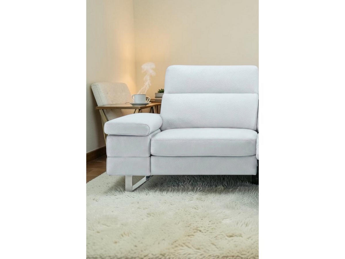 3-SITZER Sofa Virage Echtleder Weiß - Weiß, Leder/Metall (212/75/109cm)