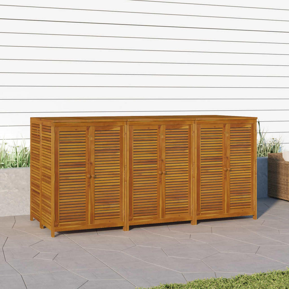 GARTENBOX 210x87x104 cm Massivholz Akazie - Braun, Holz (210/104/87cm) - furnicato