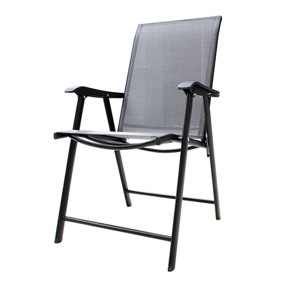 KLAPPSTUHL-SET(2 Sthüle) aus Metall Stoff in Schwarz für Balkon Garten oder Terrasse draußen - Schwarz, Metall (59/95/66cm) - Livingandhome