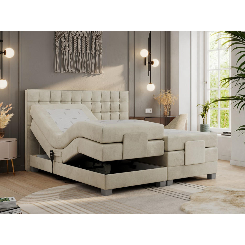 Thumbnail - MKS Boxbett, Beige, Textil, 2-Sitzer, H3, 7-Zonen, Rechteckig, 200x200 cm, Schlafzimmer, Betten, Boxspringbetten