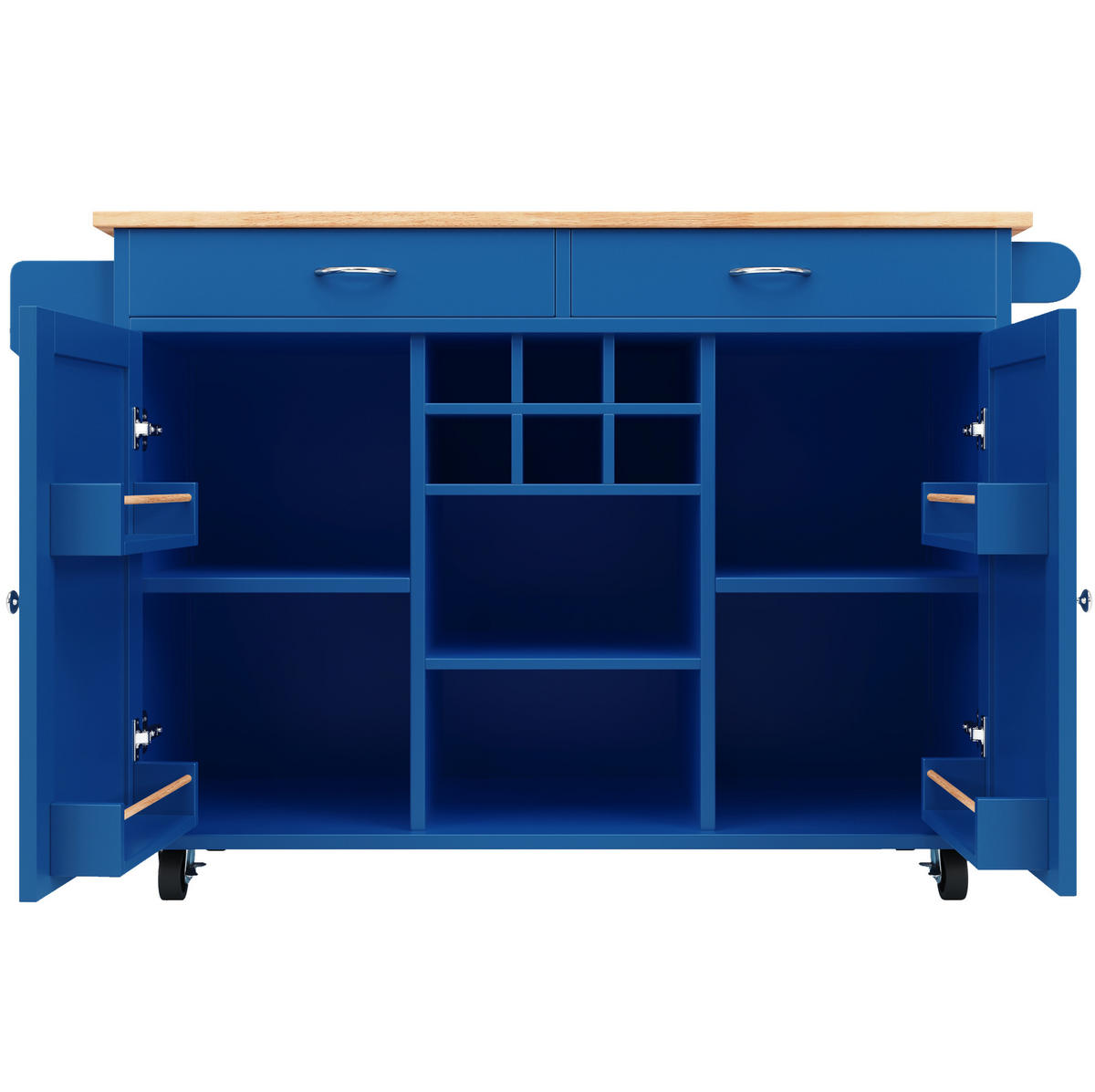KÜCHENINSEL 102/92/45 cm Blau aus MDF und Metall mit Rollen - Blau, Holzwerkstoff (45/92/102cm) - OKMYHOME