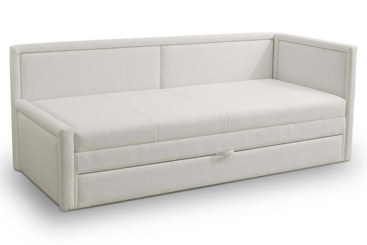 JUGENDBETT Caprili Creme mit Bettkasten - Creme/Schwarz, Kunststoff/Textil (163/189cm) - Selsey