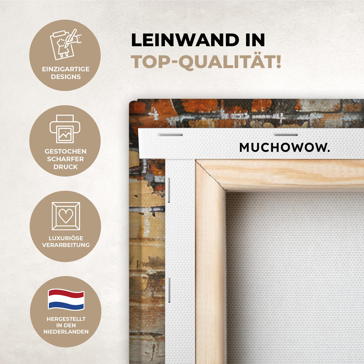 LEINWANDBILD Graffiti - Banksy - Mädchen - Straßenkunst Wanddeko Schlafzimmer 60x90 cm - Sandfarben, Textil (60/90cm) - MuchoWow