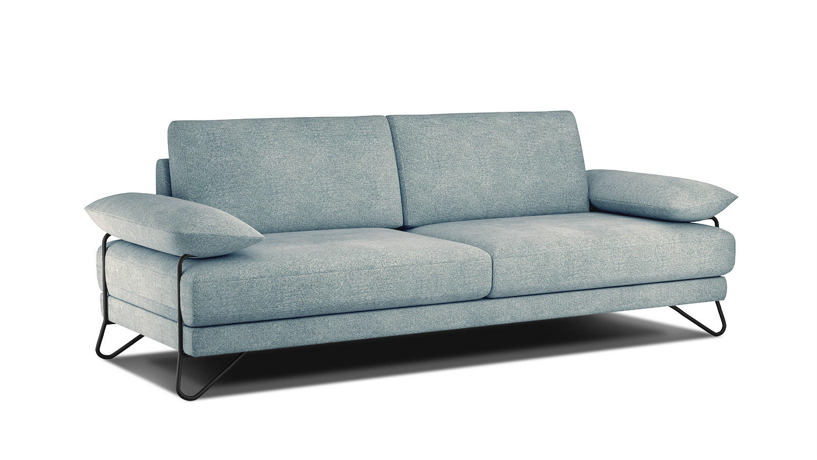 SOFA LORI 3-Sitzer, mintgrün - Schwarz/Mintgrün, Holzwerkstoff/Textil (245/87/96cm) - Courtois Laville
