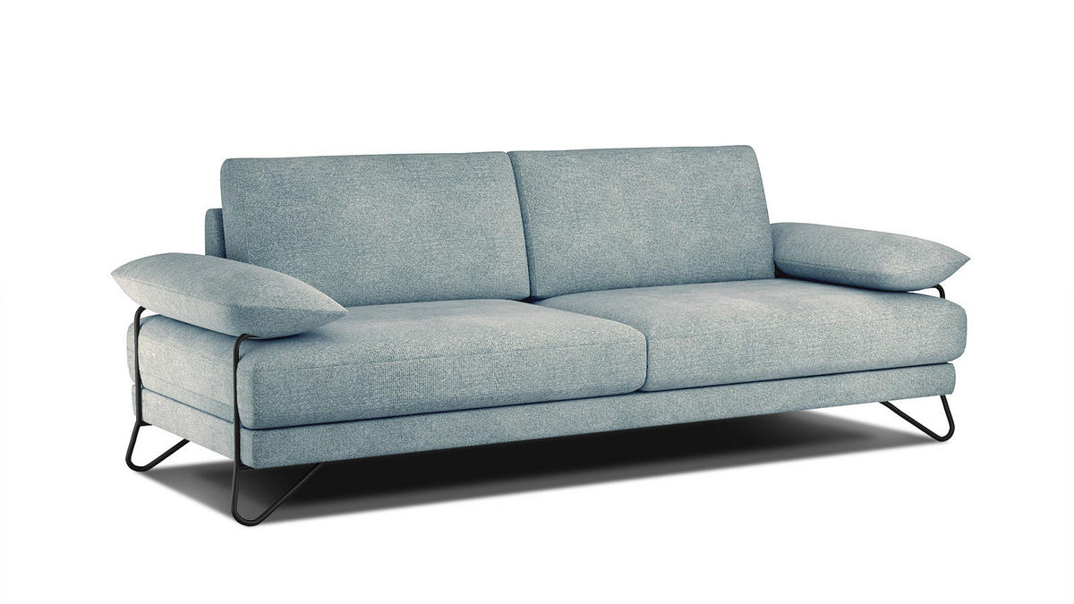 SOFA LORI 3-Sitzer, mintgrün - Schwarz/Mintgrün, Holzwerkstoff/Textil (245/87/96cm) - Courtois Laville