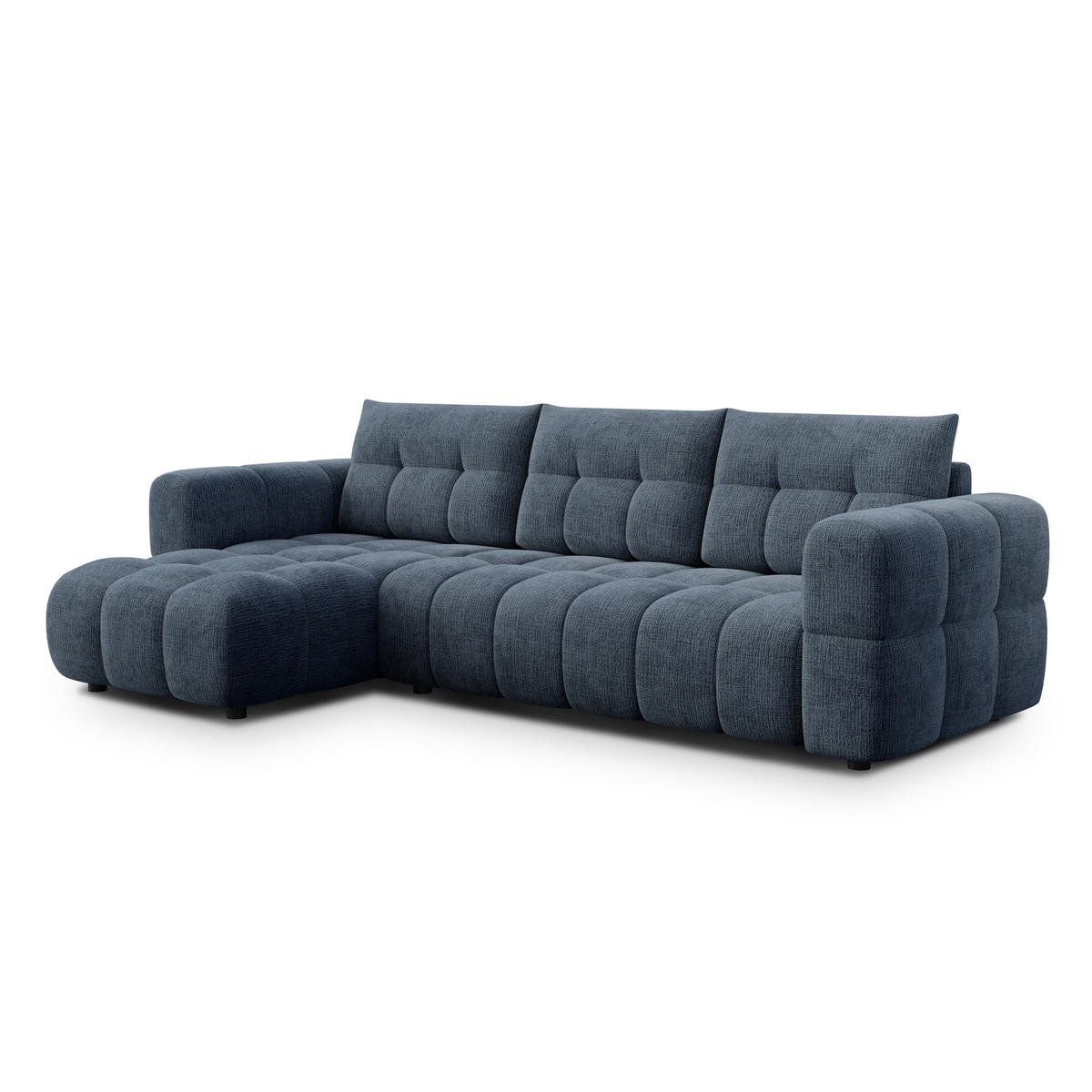ECKSOFA CLOUDI 4-Sitzer links, marineblau - Blau/Schwarz, Holz/Textil (294/160cm) - Courtois Laville