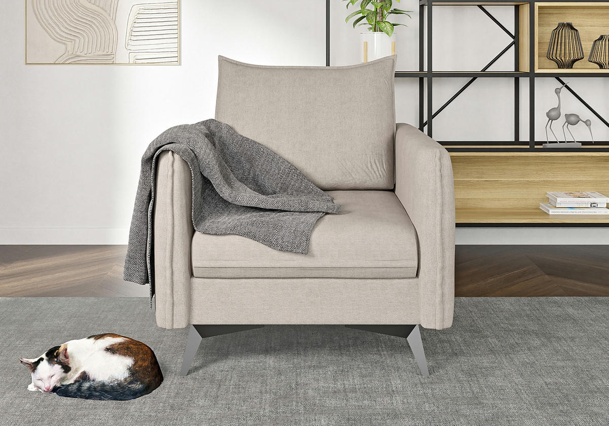 SESSEL Pulse Beige Luxusmicrofaser - Ecru/Beige, Holz/Textil (74/86/31cm) - S-Style Möbel