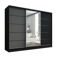 SCHWEBETÜRENSCHRANK 200 cm AURELIA 2 Farbe: Schwarz, Graphit, Schwarz - Schwarz/Graphitfarben, Holzwerkstoff (200/215/60cm) - A&J MöbelLand