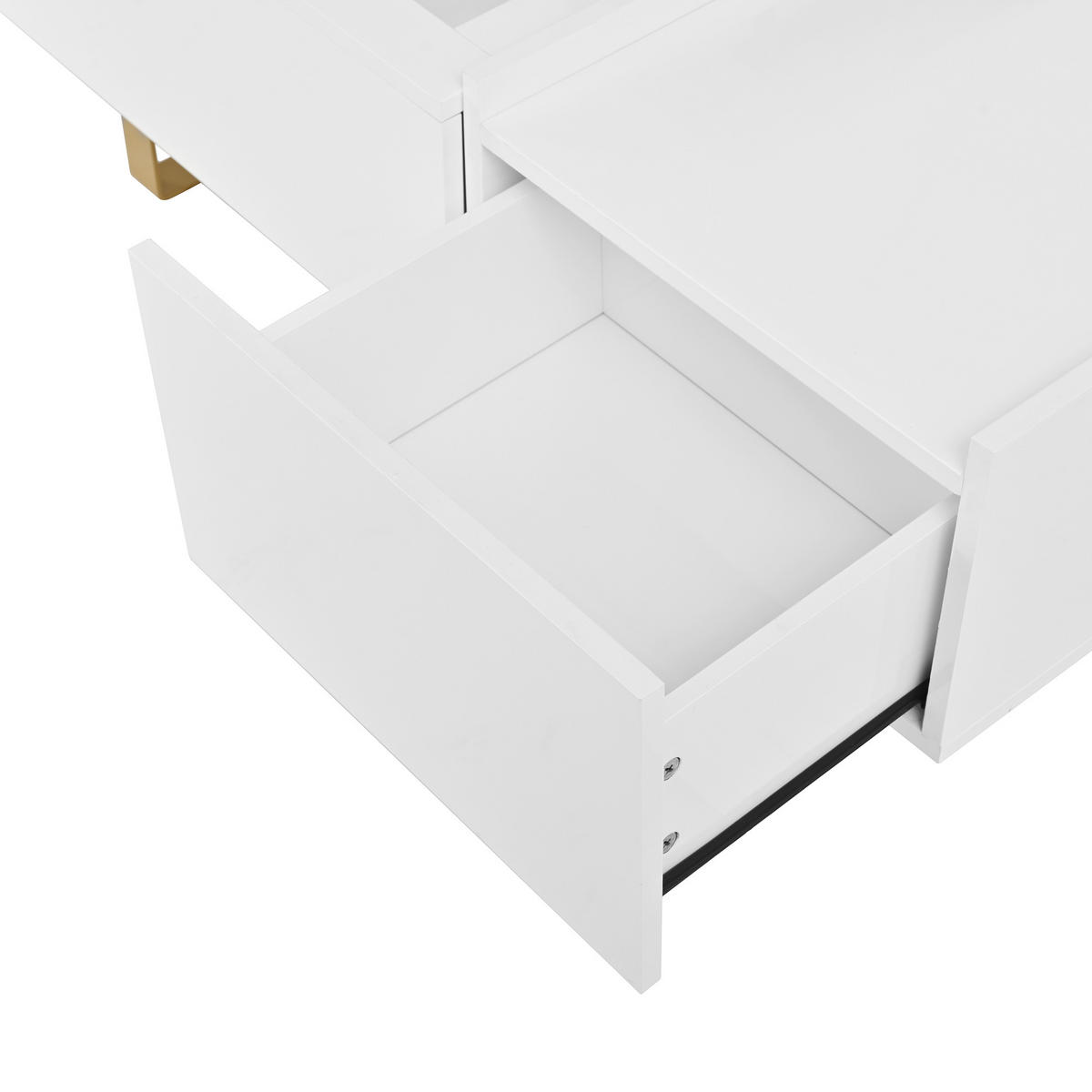 COUCHTISCH Höhenverstellbar MDF Hochglanz Schublade - Weiß, Holzwerkstoff (50/100/54.5cm) - FLIEKS