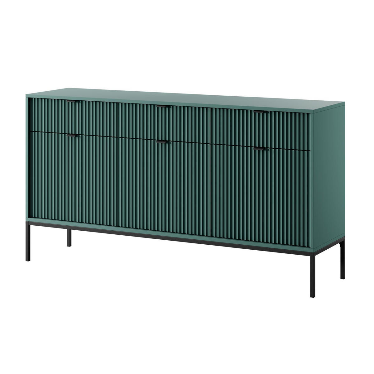 SIDEBOARD Vellore Grün mit schwarzem Gestell 154 cm - Schwarz/Grün, Holzwerkstoff/Metall (154/83/39cm) - Selsey