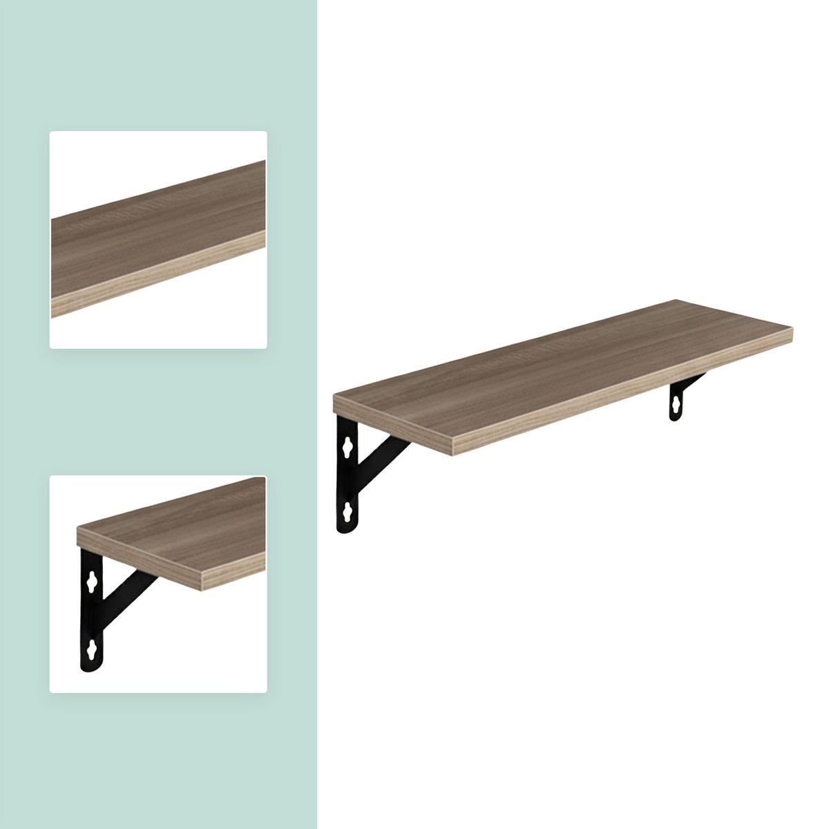 3-TLG.WANDREGAL-SET - Hellbraun, Holzwerkstoff/Metall (40/12/11cm) - Relaxdays