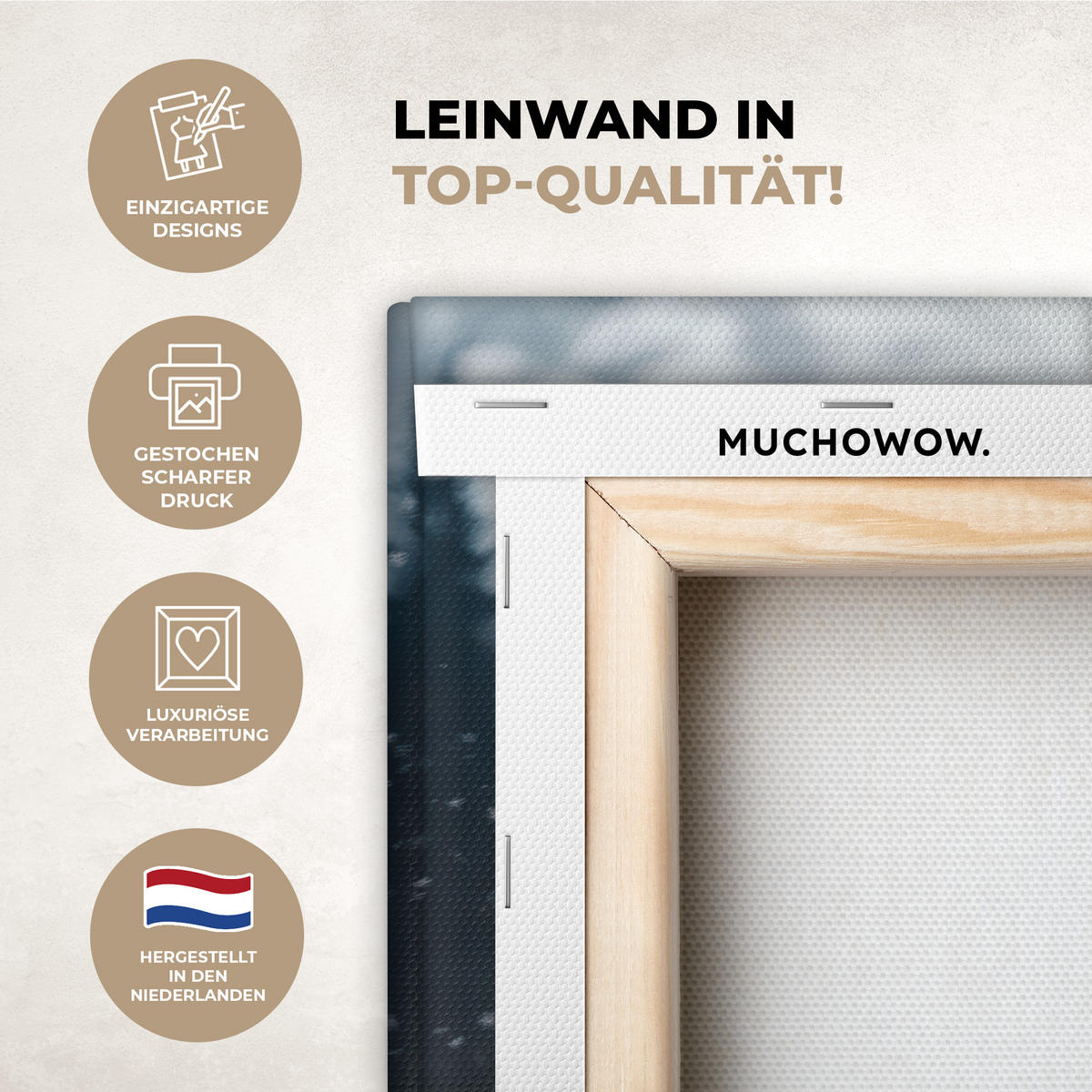 LEINWANDBILD Hirsche - Tiere - Landschaft - Winter - Schnee 20x20 cm - Kastanienfarben, Textil (20/20cm) - MuchoWow