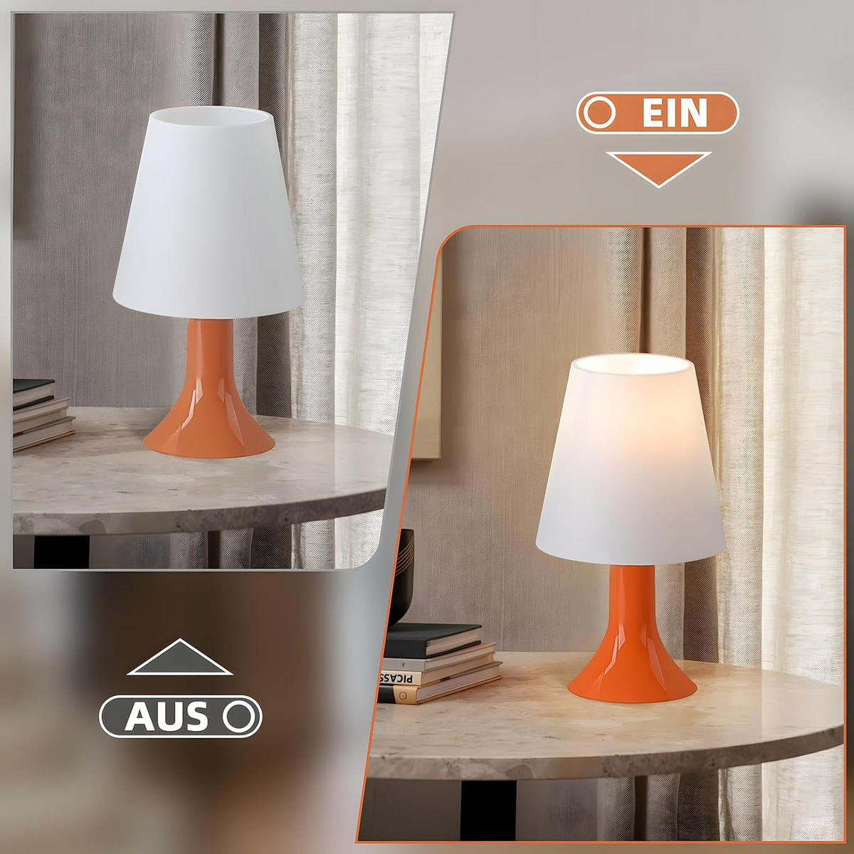 TISCHLEUCHTE NYPH 24.5/13/9 cm （2er-set） - Orange, Metall (9/24.5/13cm) - ZMH