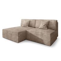 ECKSOFA FIORO P Beige Kordstoff mit Schlaffunktion - Beige/Grau, Holz/Kunststoff (204/148cm) - MASSENO