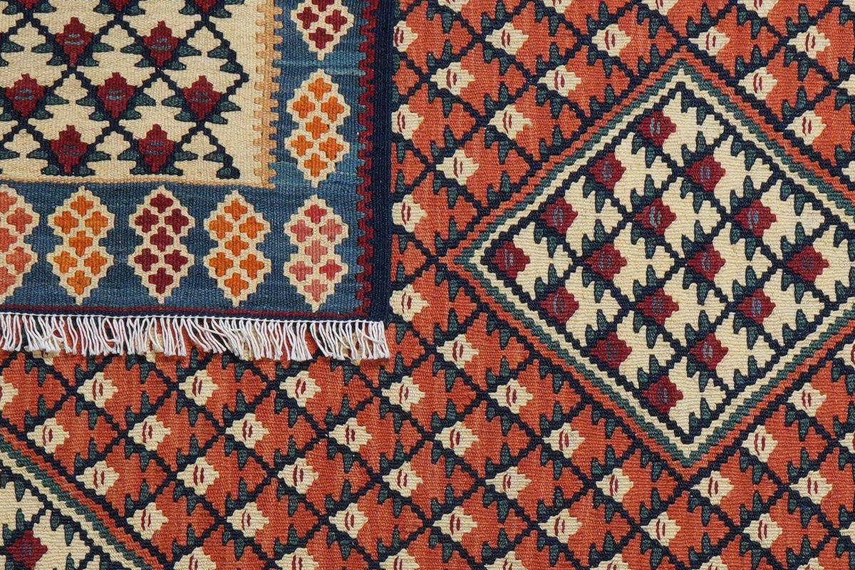 KELIM-TEPPICH handgewebt Senneh Rot 156/105 cm Schurwolle - Rot, Textil (105/156cm) - Looma