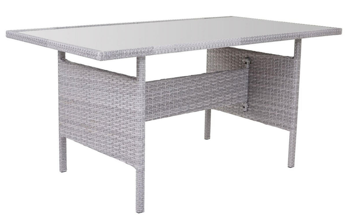 GARTENGARNITUR Hellgrau + 2x Hocker - Grau, Metall - PROREGAL