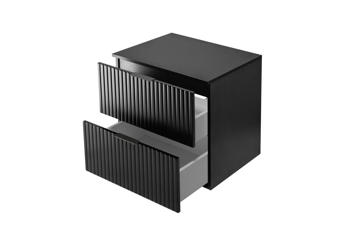 WASCHBECKUNTERSCHRANK, Schwarz, 60 x 57 x 46 cm, schwarzer Griff + Arbeitsplatte - Schwarz, Holzwerkstoff (60/57/46cm) - 3XE LIVING