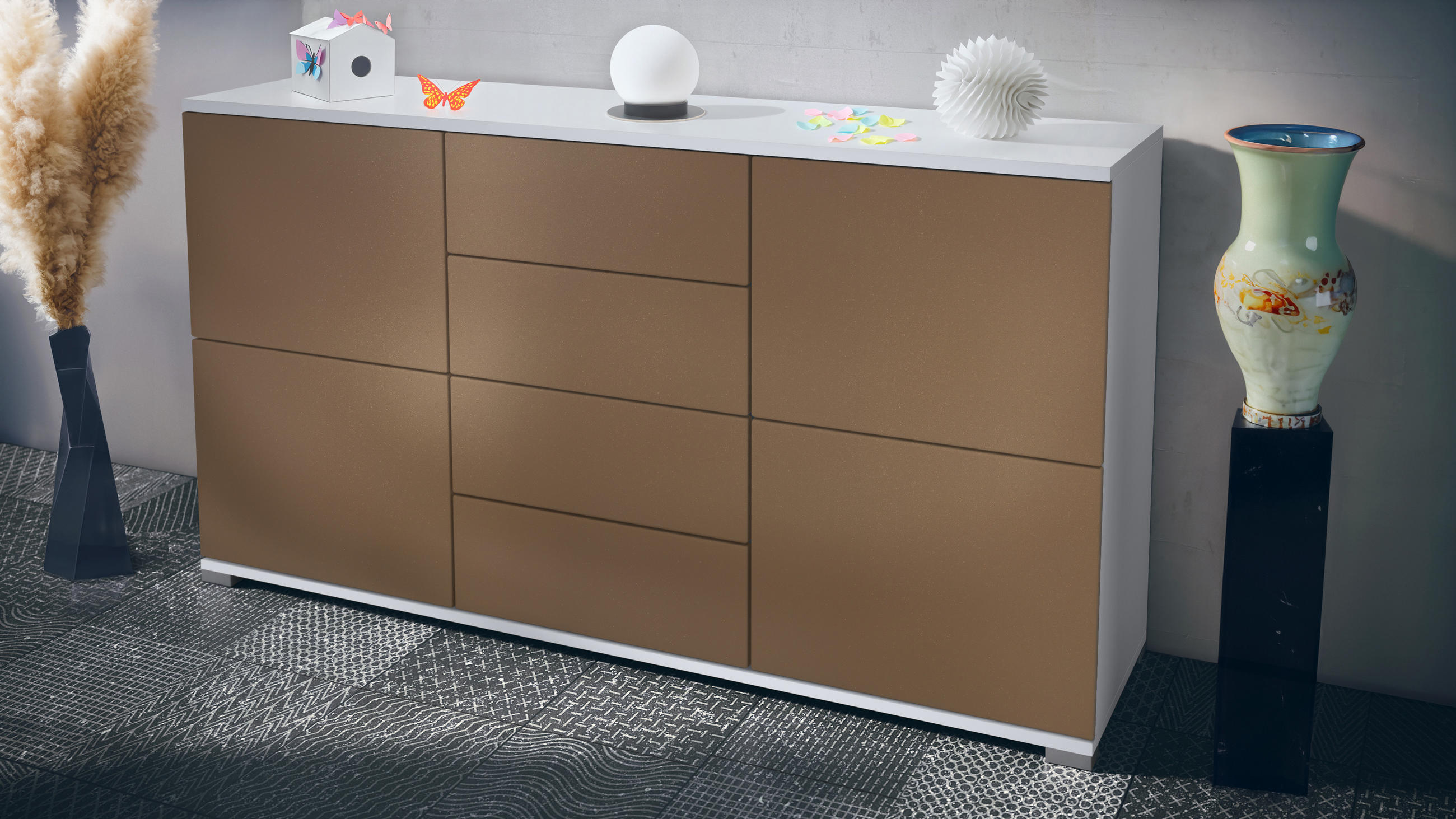 SIDEBOARD Rova Bronze Optik - Bronzefarben, Holzwerkstoff (138.5/75.5/35cm) - Vladon
