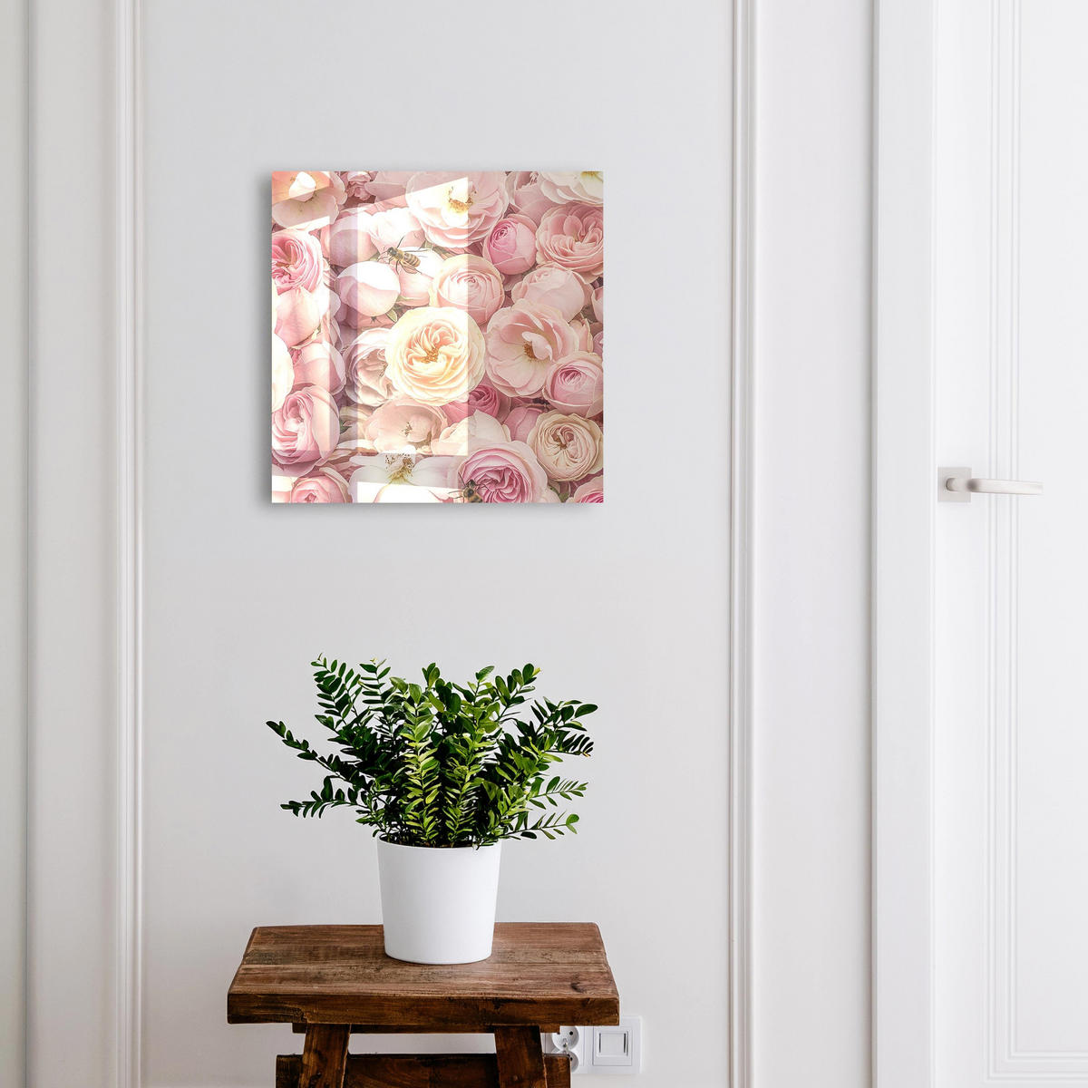 SCHLÜSSELBOX Schwarz 30x30 cm- Türöffnung nach rechts - Rose ist wunderschön - Pink, Metall (30/30/5cm) - TULUP