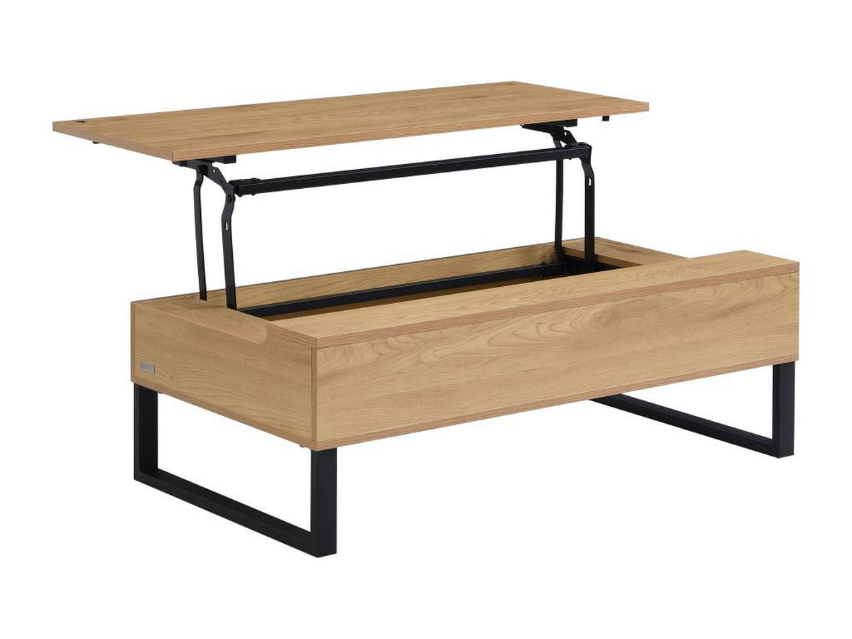 COUCHTISCH mit höhenverstellbarer Tischplatte - MDF & schwarzer Stahl - Holzfarben - SECALI - Naturfarben, Holz (110/60/38cm) - Vente-Unique