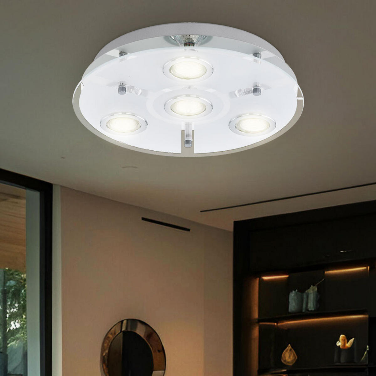 LED DECKENLEUCHTE Cabo Silber - Silberfarben, Glas (35/35/7.5cm)