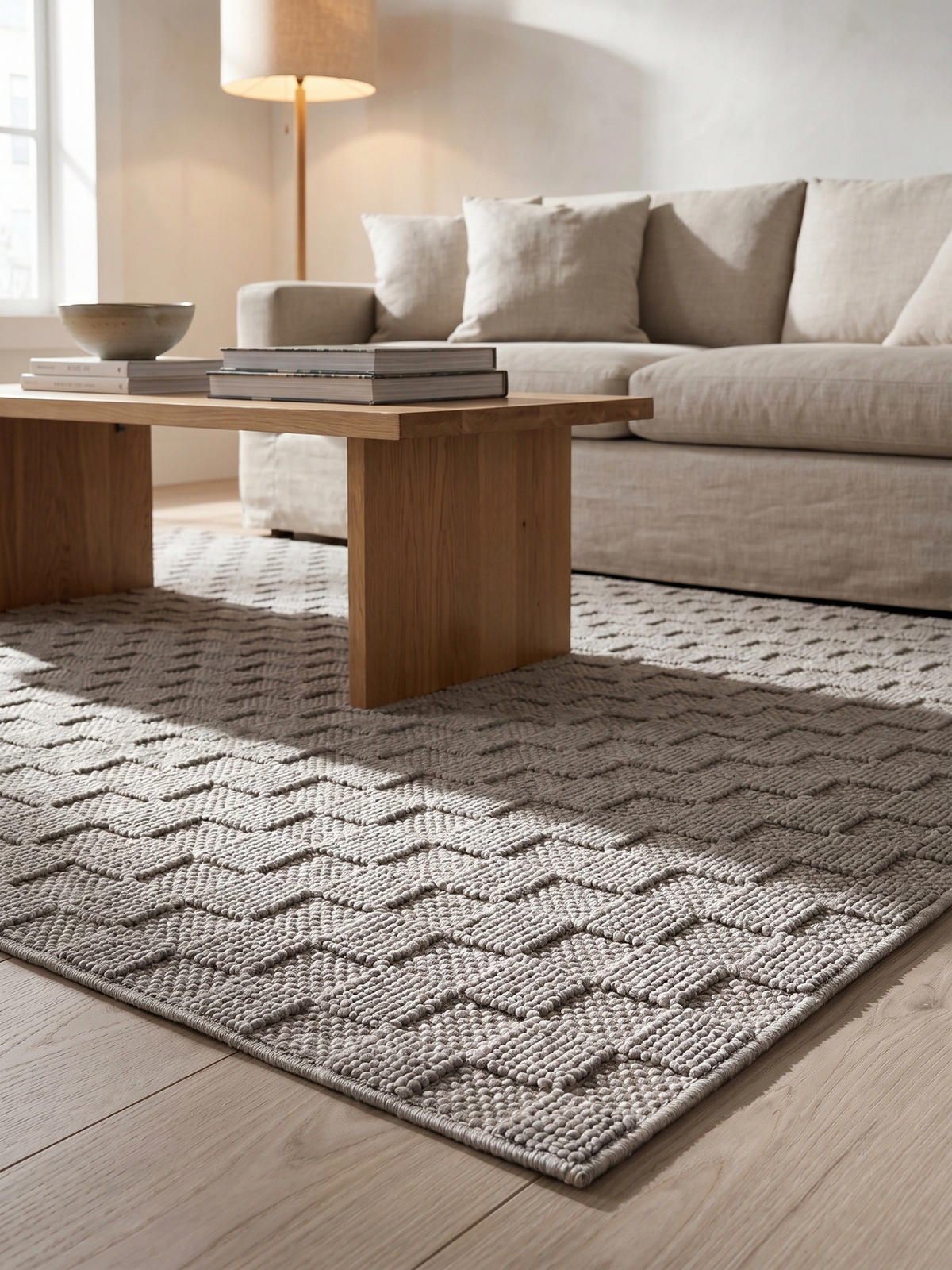 TEPPICH Flachgewebe LANGAU in Silber, mit Schachbrettmuster, 120 x 170 cm - Silberfarben, Textil (120/170cm) - KADIMA DESIGN
