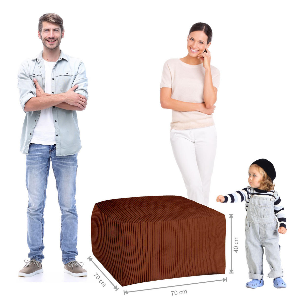 SITZSACK COMFORT Indian tan - Rotbraun, Textil (70/40/70cm) - Dreamroots