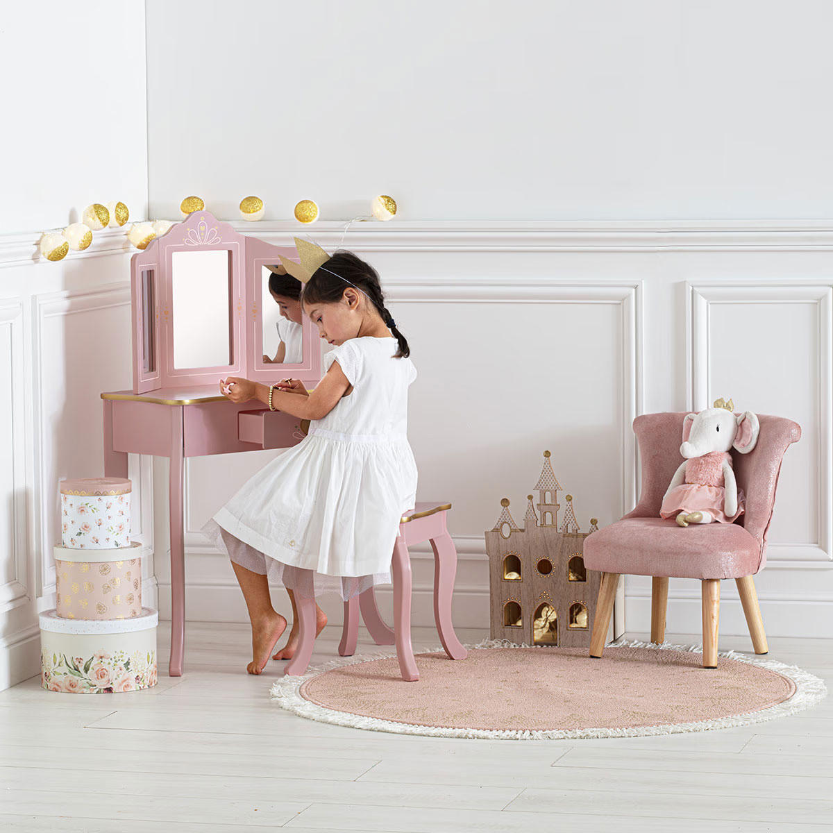 SCHMINKTISCH mit Spiegel Sissi 59,5/29/98,5 cm - Rosa, Holzwerkstoff (29/98.5/59.5cm) - Atmosphera for kids