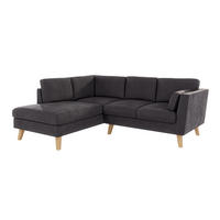 ECKSOFA Mario Graphit Microfaser - Graphitfarben/Naturfarben, Buchenholz/Textil (221/186cm) - S-Style Möbel