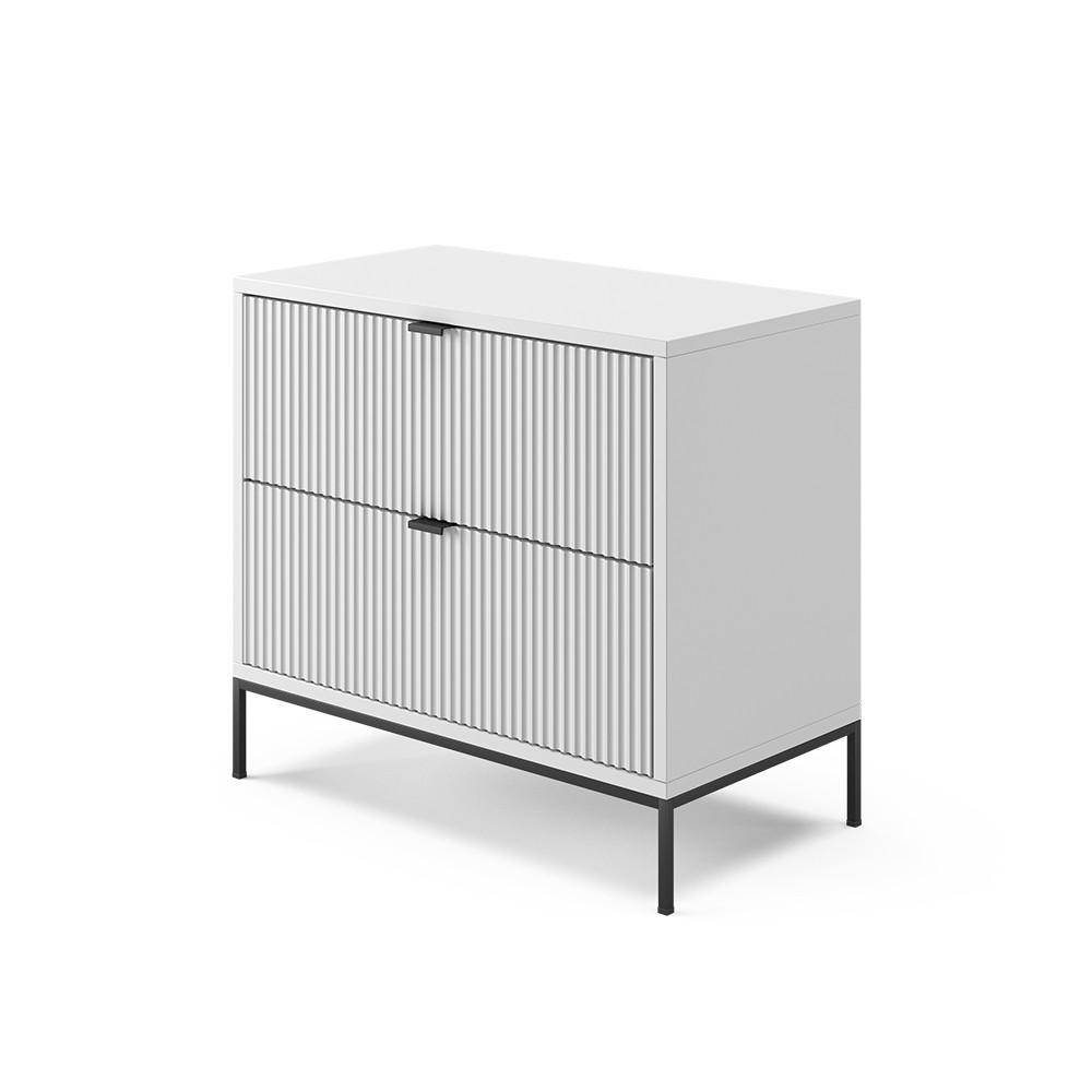 NACHTTISCH Eliza Weiß 66 x 60 cm mit 2 Schubladen - Weiß, Holzwerkstoff (66/60/36cm) - Vicco
