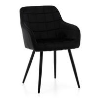 STUHL ORTE gepolstert mit Steppung - schwarz - Samt Velours - Schwarz, Textil/Metall (56/85/62cm) - NEW HOME