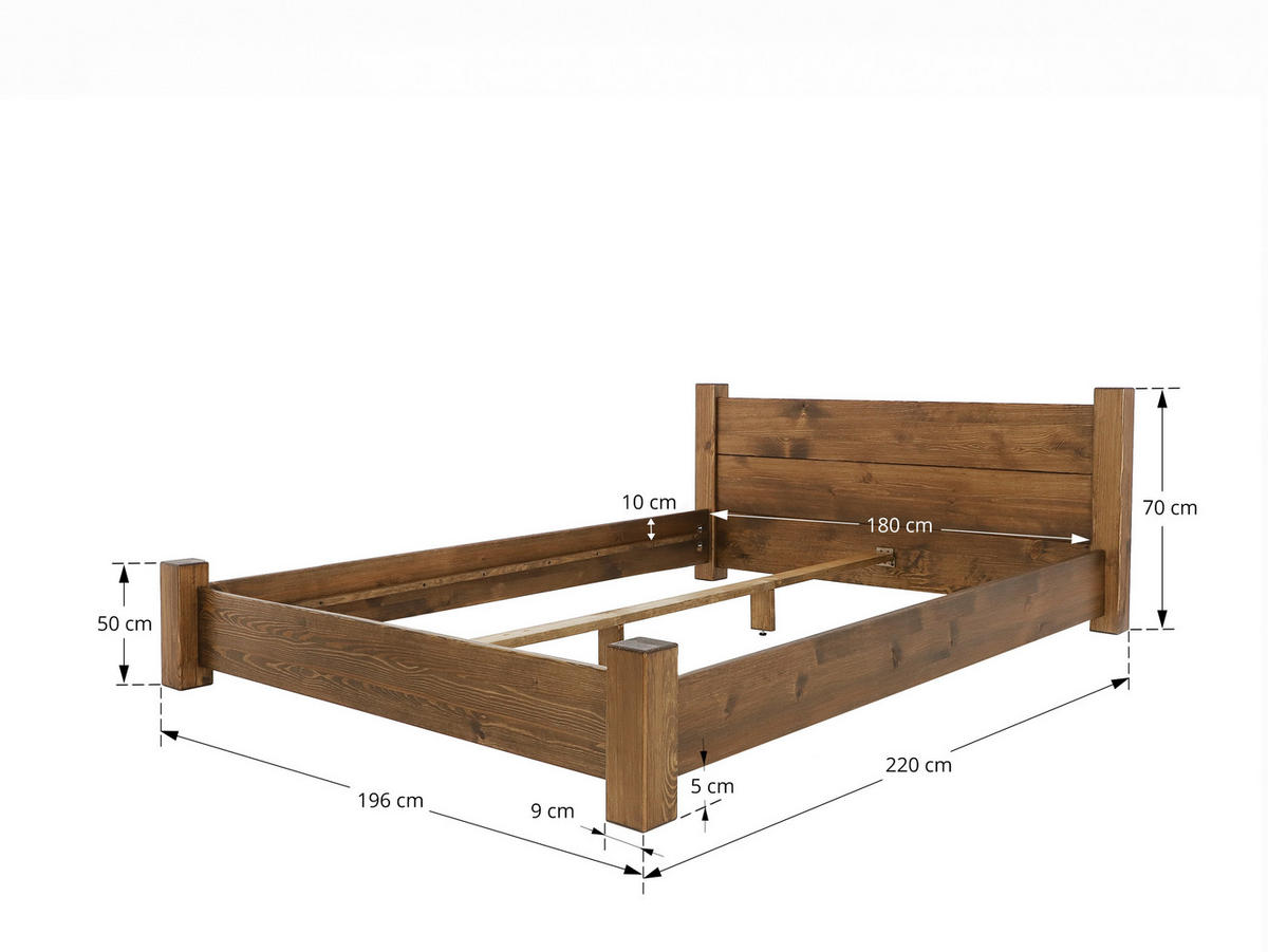 BETT aus Massivholz Rustyk Ostrowit II 180x200 - Dunkelbraun, Holz/Holzwerkstoff (180/200cm) - Seart