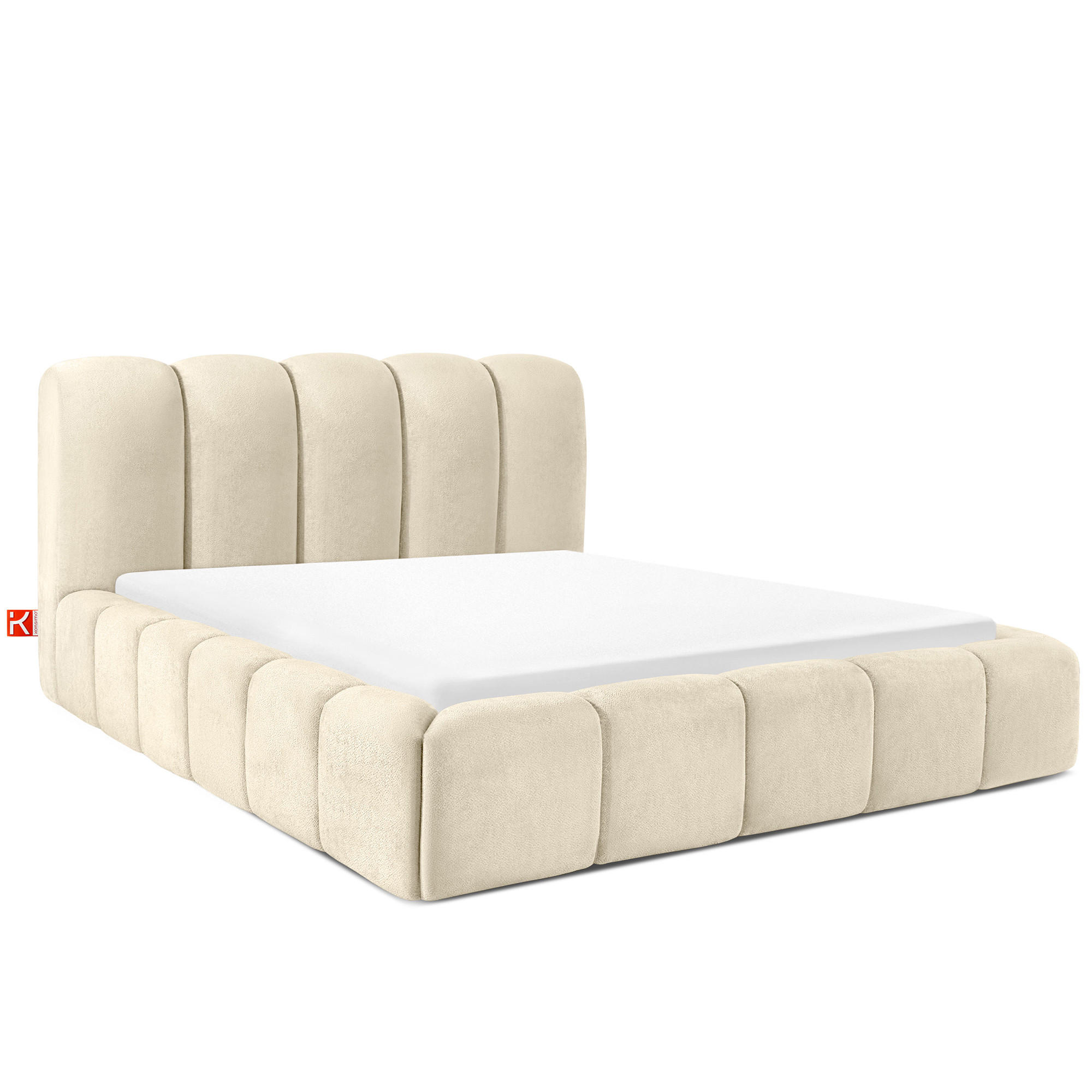 POLSTERBETT MERIDE Chenille, Ecru - Schwarz/Weiß, Holz/Textil (160/200cm) - KONSIMO®