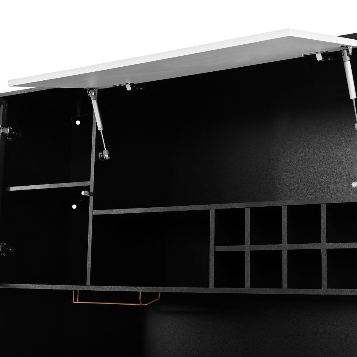 KÜCHENSCHRANK, MIT LED-BELEUCHTUNG, INTEGRIERTES WEINREGAL, MDF, Schwarz-Weiß, Modernes Wohnzimmer, 120/180/35 cm - Schwarz, Kunststoff (35/180/120cm) - Rolipo