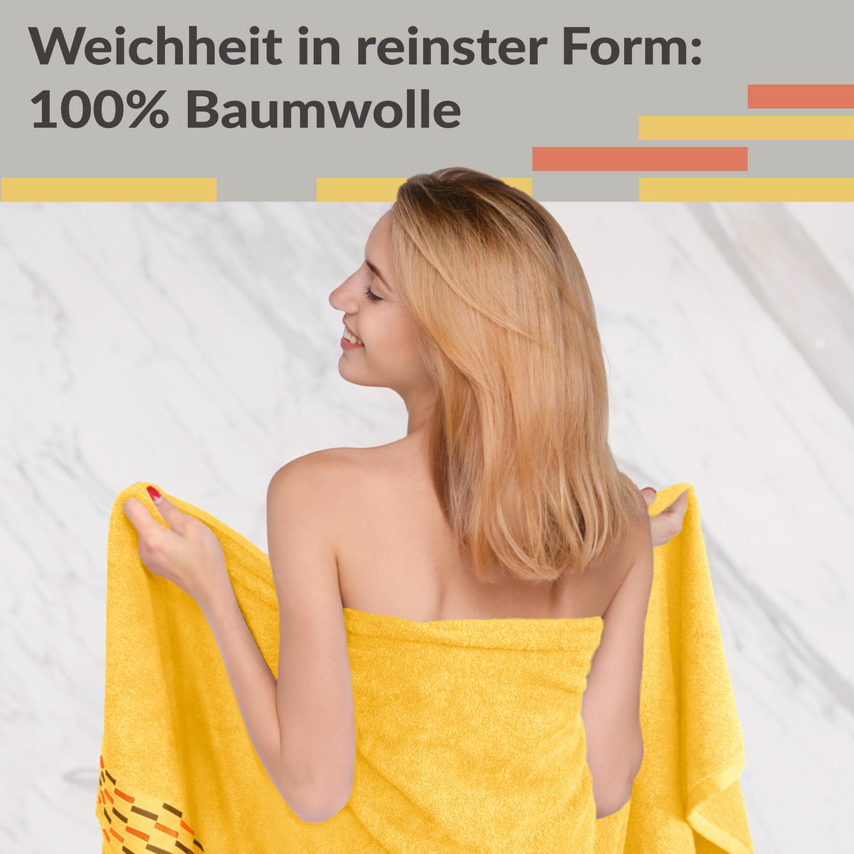 BADETUCH Lugano Gelb 100x200 cm - Gelb, Textil (100/200cm) - Lashuma