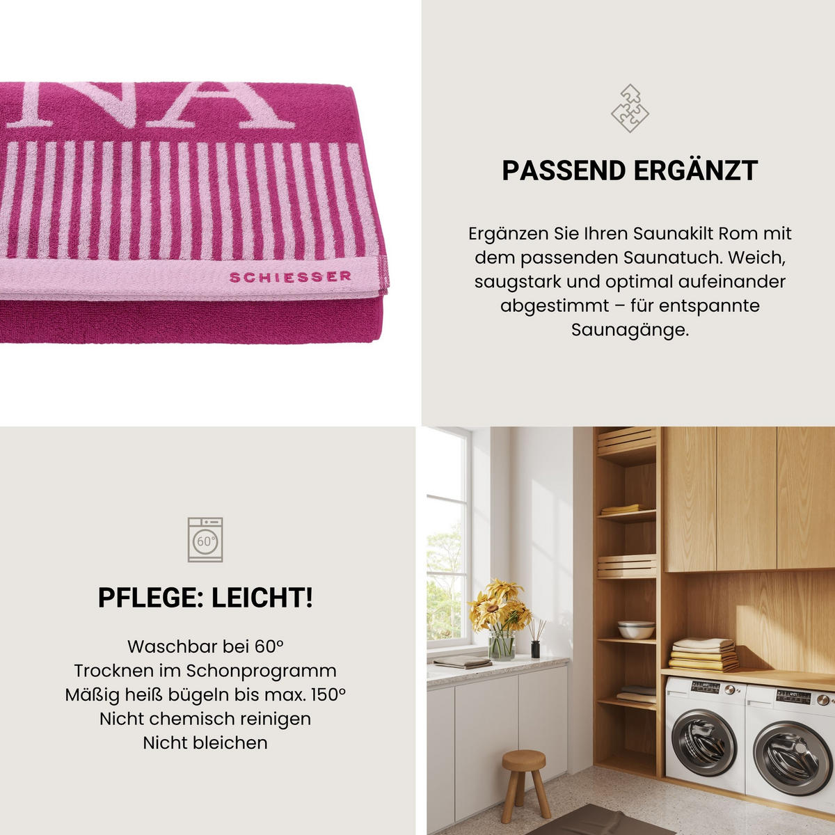 SAUNAKILT Rom Damen - 36-42 - Fuchsia - Violett, Textil (80/130cm) - SCHIESSER