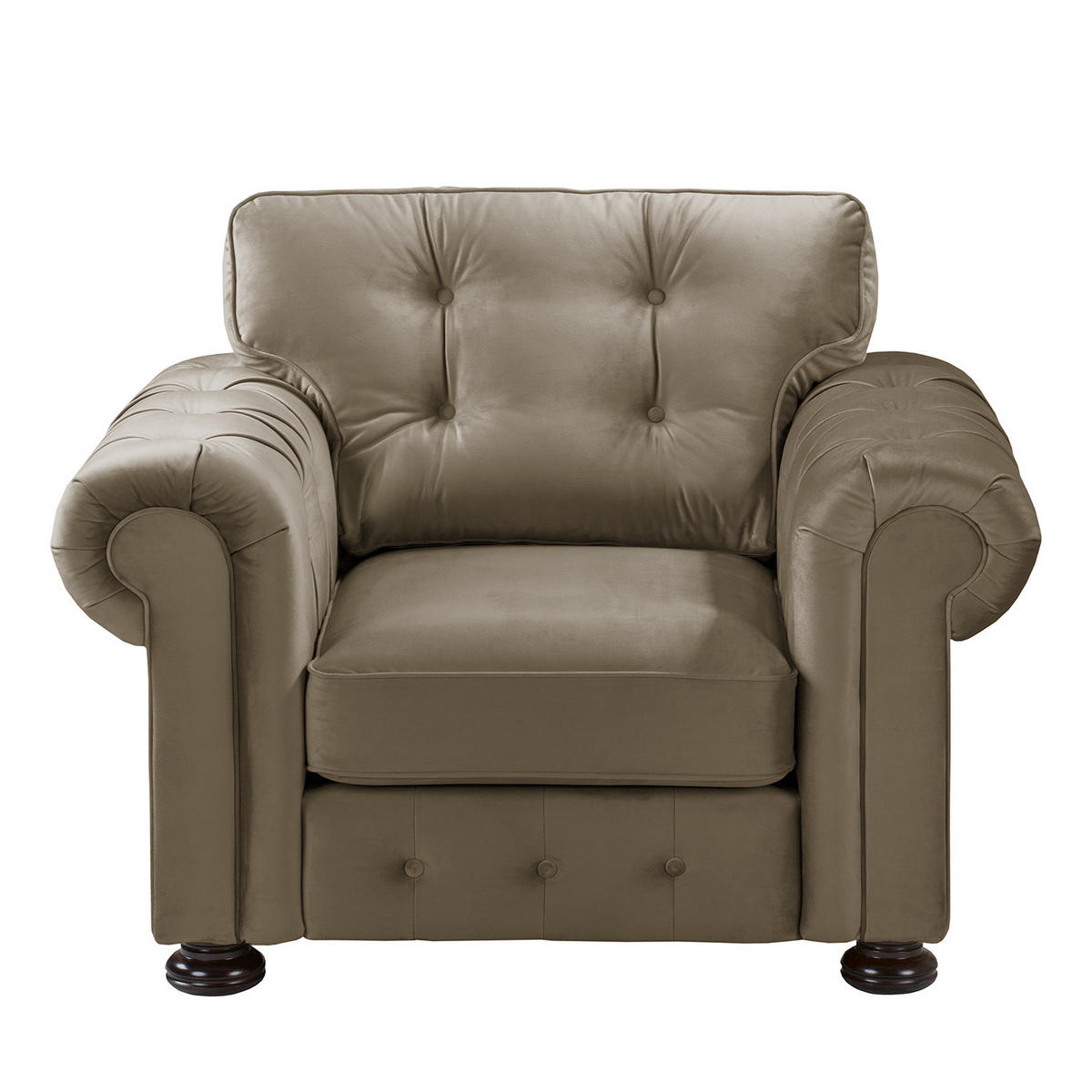 POLSTERGARNITUR (3-2-1) - Samt - Hellbraun, Textil (1/1/1cm) - home24