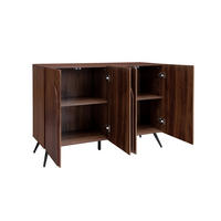 SIDEBOARD mit 4 Türen in Walnuss-Optik – Mid-Century-Design mit 3D-Rillen - Walnussfarben, Holzwerkstoff (150/83/38cm) - BEAOK