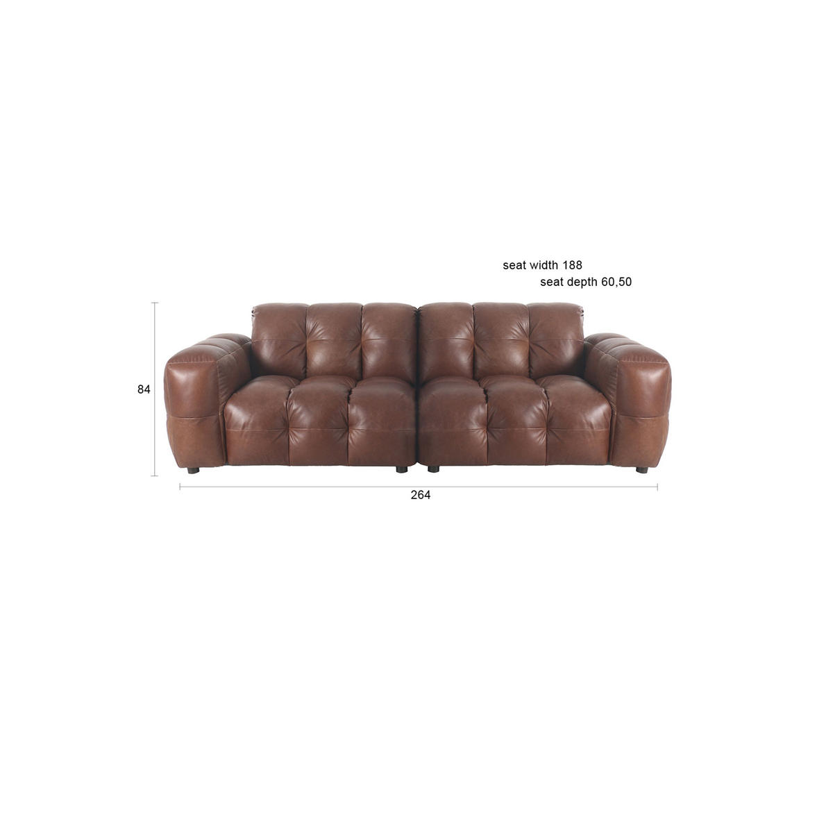 SOFA 3-SITZER Hackman Leder Chokolade/ Braun - Braun, Leder (264/84/102cm) - Dutchbone
