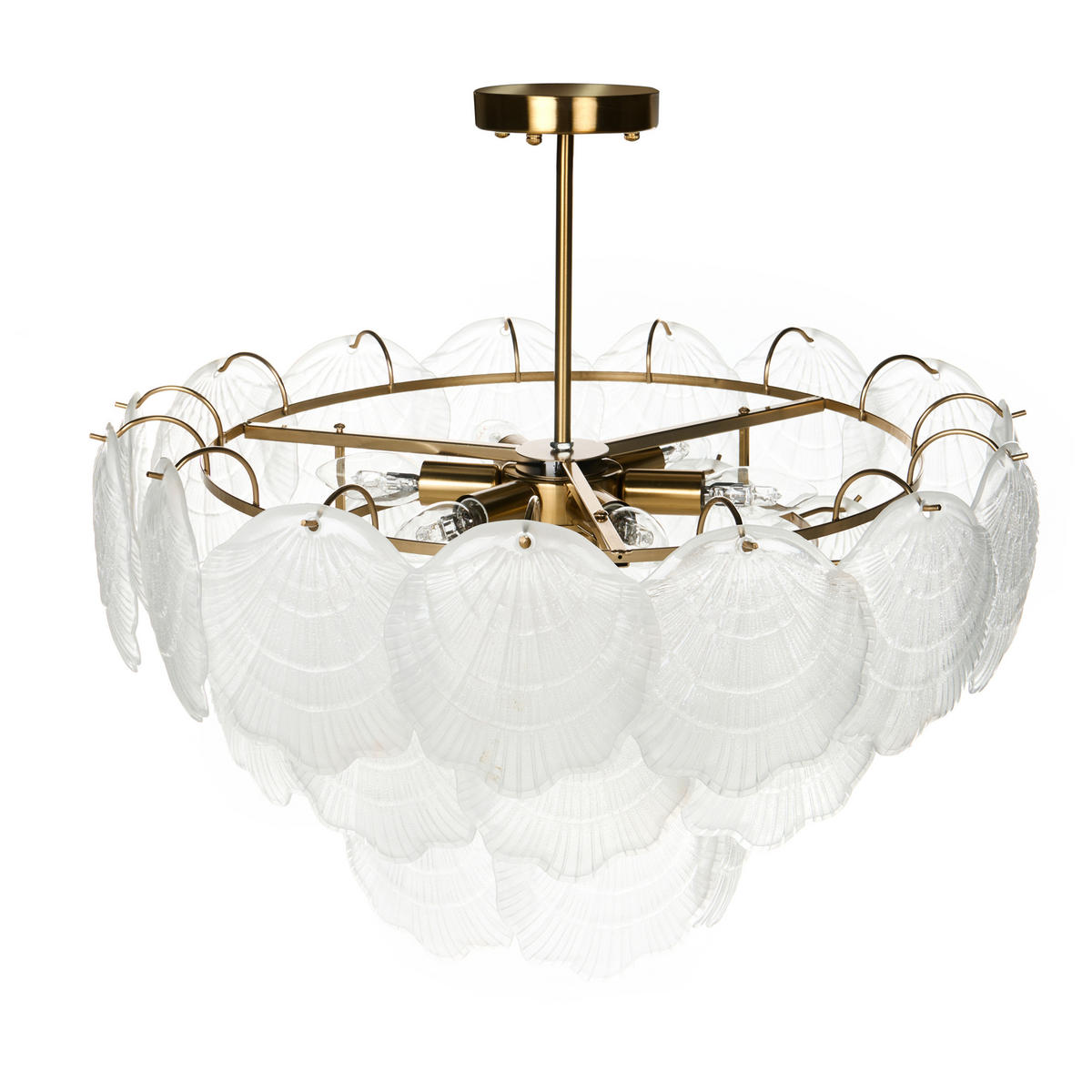 KRONLEUCHTER Glas Messing Caplina - Transparent/Messingfarben, Glas (60/60/65cm) - Beliani