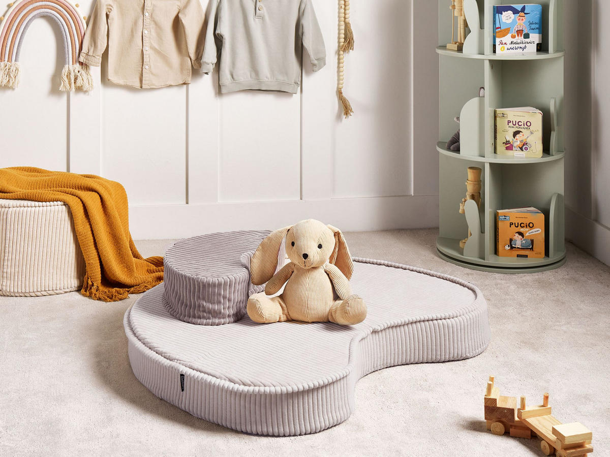 POUF Samtstoff Hellbeige Nili - Beige/Braun, Textil (90/10/75cm) - Beliani